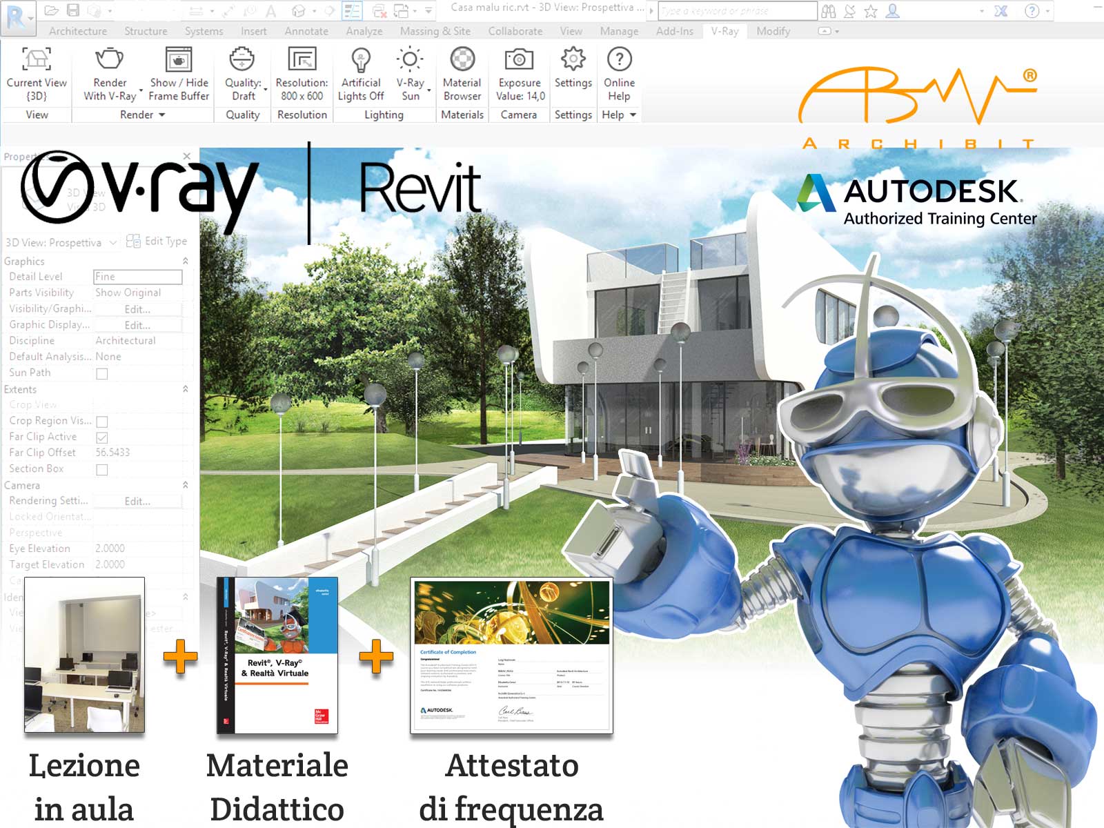 Corso V-Ray per Revit - ArchiBit centro corsi Autodesk Revit e Vray e Realtà Virtuale VR a roma